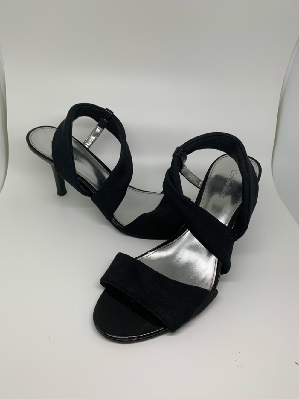 Calvin Klein Black Crisscross Ankle-Strap Heels
